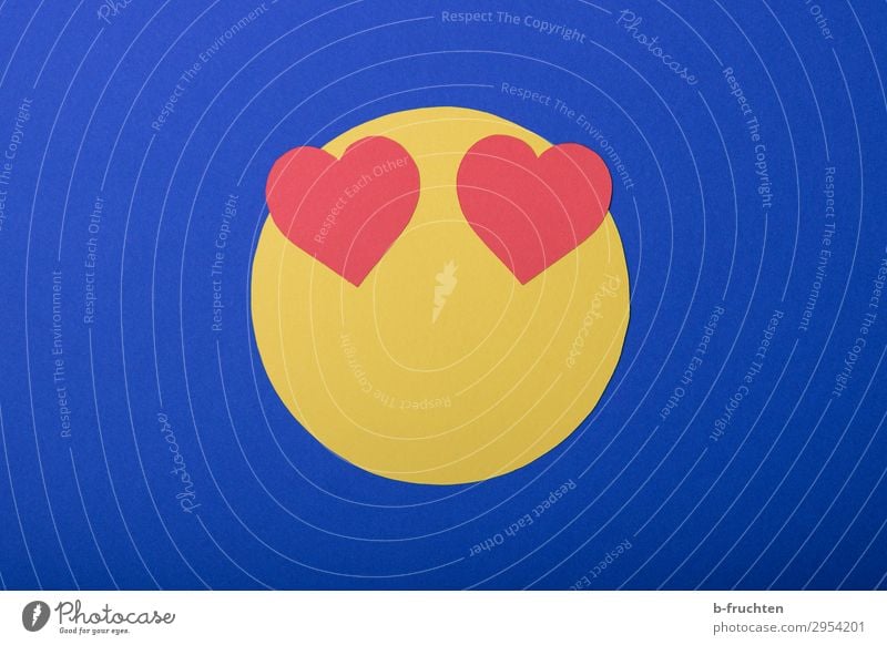 Emoji - I love it Wirtschaft Business sprechen Gesicht Papier Dekoration & Verzierung Zeichen gebrauchen Liebe Blick frei Freundlichkeit Fröhlichkeit Glück blau
