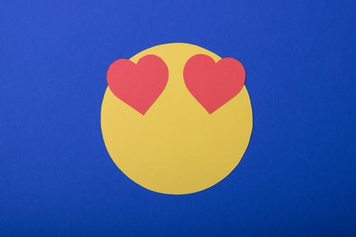 Emoji - I love it Wirtschaft Business sprechen Gesicht Papier Dekoration & Verzierung Zeichen gebrauchen Liebe Blick frei Freundlichkeit Fröhlichkeit Glück blau