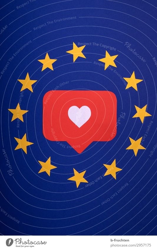 I like europe. Wirtschaft Erfolg sprechen Papier Zeichen Herz Netzwerk Liebe frei Glück Unendlichkeit blau gelb rot Sicherheit Schutz Menschlichkeit Solidarität