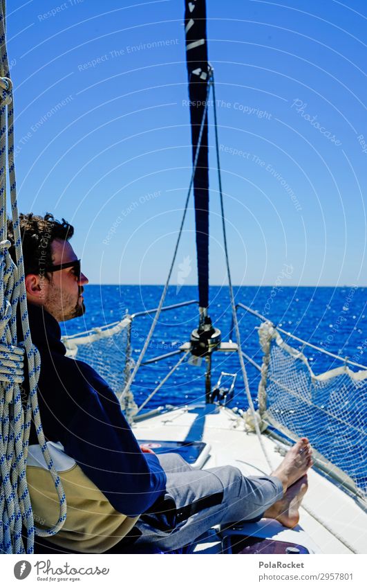 #S# chill on the boat Lifestyle Mensch maskulin 1 Freude Glück Pause Ferien & Urlaub & Reisen genießen Sonne Meer Meerwasser Erholung Horizont Segelboot