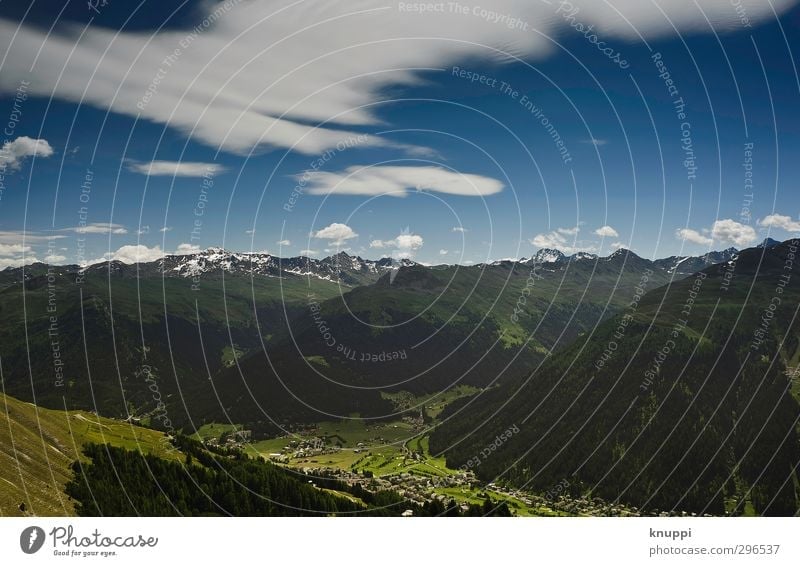 Davos Umwelt Natur Landschaft Himmel Wolken Horizont Sonne Sonnenlicht Sommer Schönes Wetter Wind Schnee Wald Hügel Felsen Alpen Berge u. Gebirge Gipfel