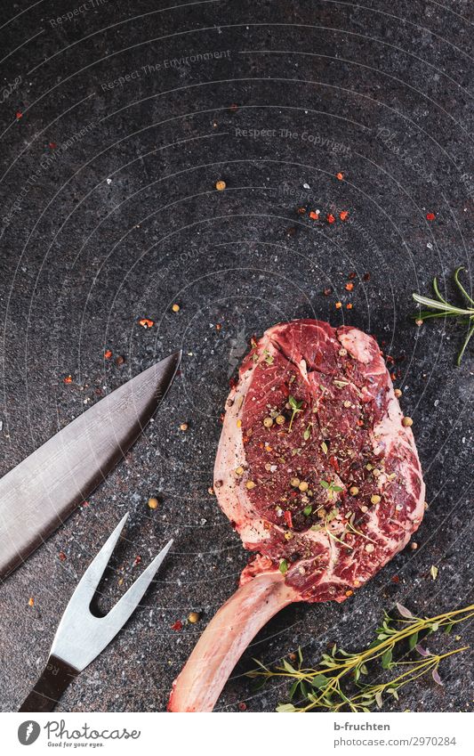 Lust auf Fleisch Lebensmittel Ernährung Büffet Brunch Bioprodukte Grill Stein Arbeit & Erwerbstätigkeit wählen frisch Gesundheit Steak roh Rindfleisch