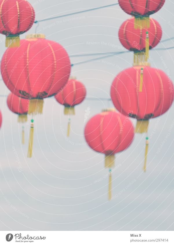schön zart Dekoration & Verzierung Lampe Party Veranstaltung Feste & Feiern leuchten rot Chinesisches Neujahrsfest Lampion Girlande Laterne Farbfoto