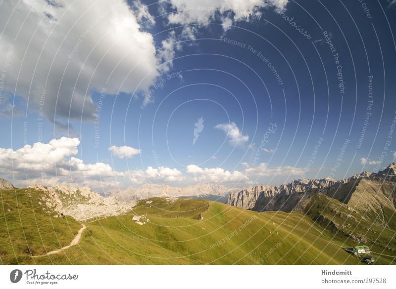 Geisler und Fanes Erholung Tourismus Ausflug Sommerurlaub wandern Umwelt Natur Landschaft Himmel Wolken Horizont Herbst Schönes Wetter Wiese Hügel Felsen Alpen