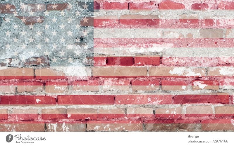 Vereinigte Staaten Flagge mit Ziegelstruktur Freiheit Feste & Feiern Denkmal Streifen Fahne blau rot Ehre Farbe Selbstständigkeit Juli USA Amerikaner blanko