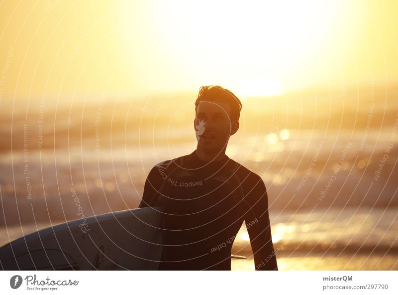 believe. Kunst ästhetisch Zufriedenheit Mann Surfer Surfen Meer Glaube Sonnenuntergang Wellen Surfbrett Portugal Freude Extremsport sportlich Freizeit & Hobby