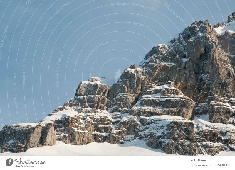 Massiv schön Umwelt Natur Landschaft Urelemente Himmel Wolkenloser Himmel Sonnenlicht Winter Schönes Wetter Eis Frost Schnee Felsen Alpen Berge u. Gebirge