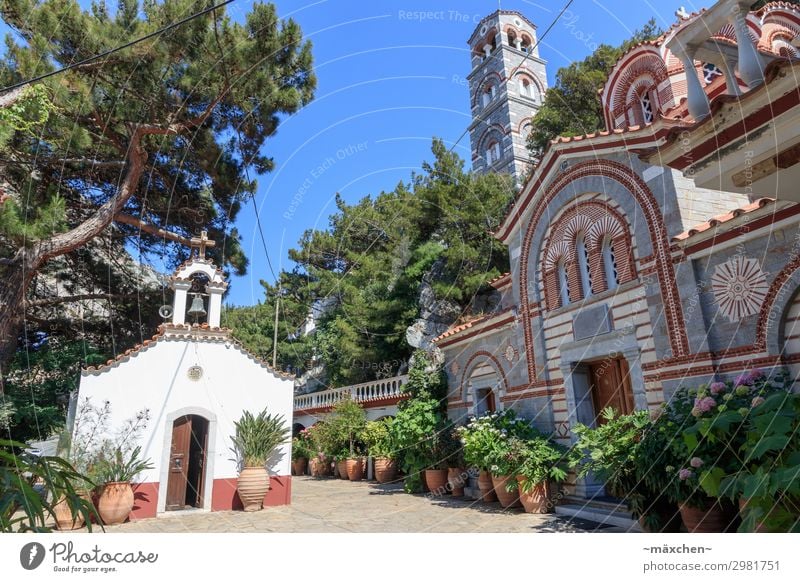Kloster Grünpflanze Dorf Kirche Turm Bauwerk Architektur Sehenswürdigkeit Wahrzeichen Denkmal Ferien & Urlaub & Reisen Europa Griechenland Kreta