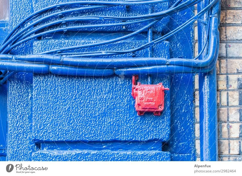 Isolation | Blau Kabel blau rot ästhetisch bizarr Farbe geheimnisvoll Idee innovativ Kitsch Kommunizieren Netzwerk Surrealismus Teamwork Wege & Pfade Abzweigung