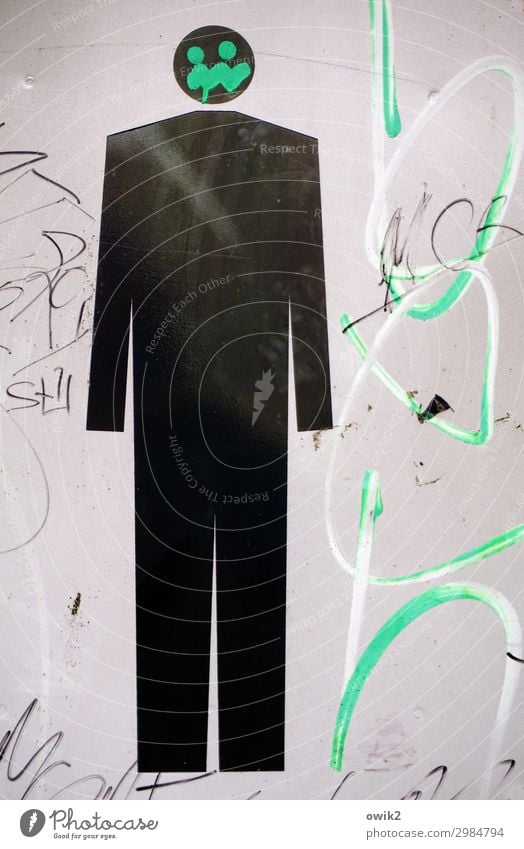 Einzelkämpfer Mann Erwachsene 1 Mensch Polen Piktogramm Metall Zeichen Hinweisschild Warnschild Verkehrszeichen stehen eckig einfach einzigartig vertikal