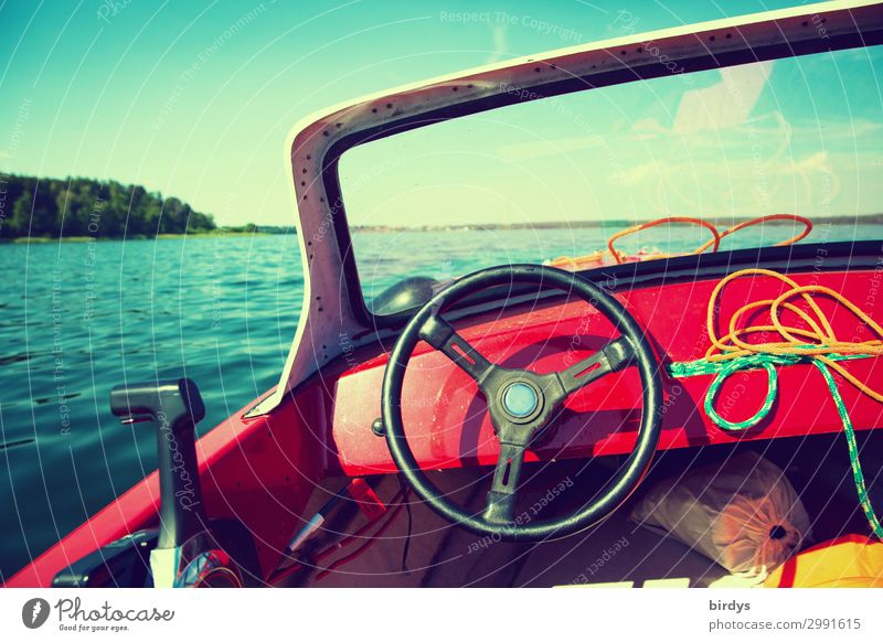 Sommer auf dem Boot Freizeit & Hobby Ferien & Urlaub & Reisen Ausflug Sommerurlaub Sonne Bootsfahrt Wasser Wolkenloser Himmel Schönes Wetter See Müritz