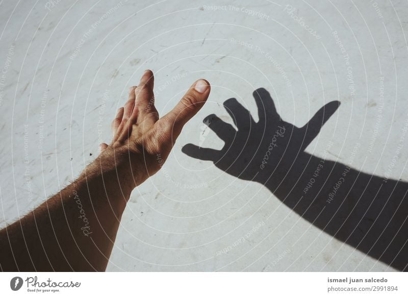 Mann Hand Schatten Silhouette an der Wand Finger Handfläche Körperteil Handgelenk Arme Haut Mensch Lichterscheinung Sonnenlicht gestikulieren Entwurf
