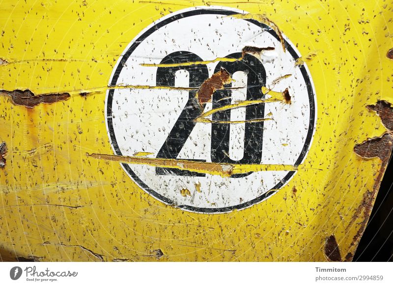 20 Fahrzeug Nutzfahrzeug Metall Kunststoff Ziffern & Zahlen authentisch einfach gelb Gefühle Kotflügel Etikett Kratzer Rost rund Geschwindigkeitsaufkleber