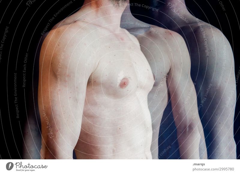 Oberkörper Mensch maskulin Mann Erwachsene Körper Brust Arme 1 stehen Fitness Gesundheit Gesundheitswesen Doppelbelichtung Sportler Farbfoto Innenaufnahme
