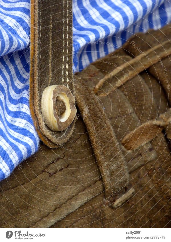 echt bayrisch... Bekleidung Hose Lederhose Krachlederne Hemd natürlich Originalität Nostalgie Tradition Tracht bayerisch Hirschhornknopf kariert blau-weiß
