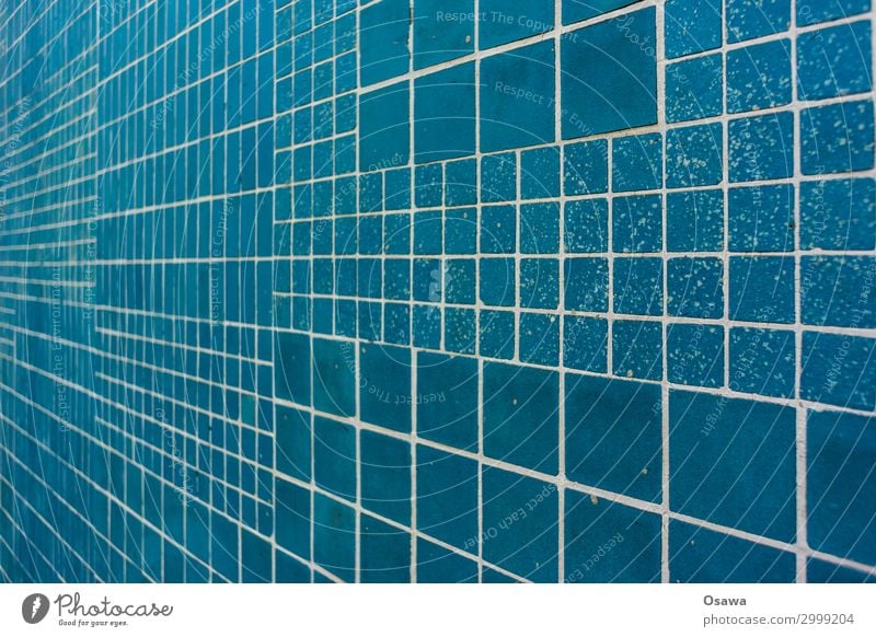 blau gefliest Fliesen Perspektive Fuge Stein Gebäude Detail Muster Raster Textur Hintergrund