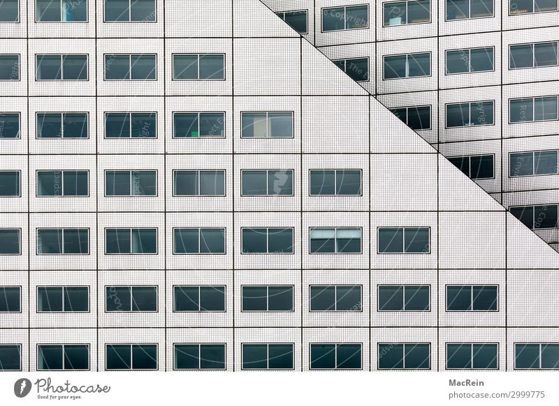 Fensterfassade Hauptstadt Hafenstadt Hochhaus Bankgebäude Gebäude Architektur weiß ästhetisch komplex Fassade Fensterfront Bürogebäude Fliesen u. Kacheln