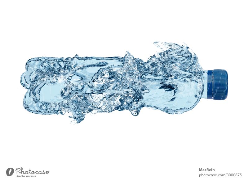 Wasserflasche Getränk Erfrischungsgetränk Trinkwasser Zeichen blau Grafik u. Illustration sprudelnd Flüssigkeit kalt Klarheit durchsichtig Farbfoto Experiment