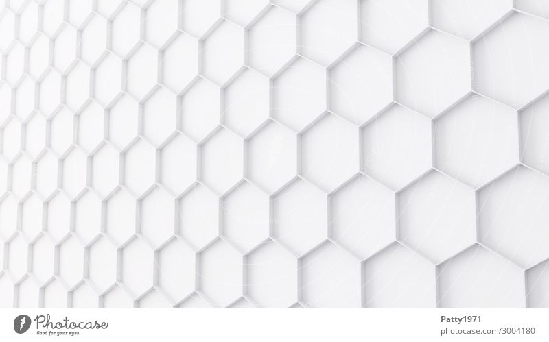 Hexagon Hintergrund - 3D Render Sechseck Wabe Strukturen & Formen Hintergrundbild Zeichen Ornament eckig Sauberkeit weiß Netzwerk Perspektive Symmetrie