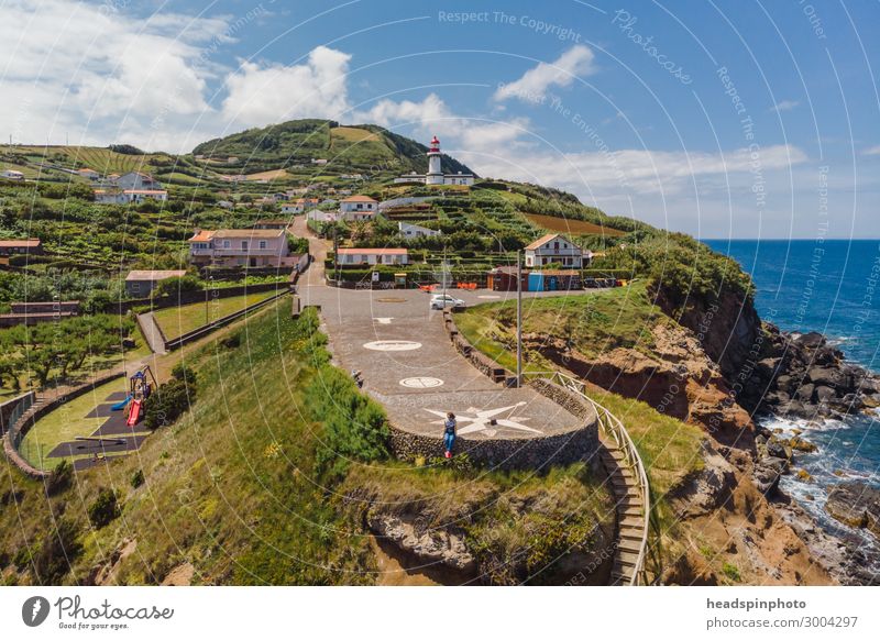 Leuchtturm am Kap von Topo, Sao Jorge, Azoren, Portugal Ferien & Urlaub & Reisen Tourismus Ausflug Sightseeing Sommerurlaub Natur Landschaft Urelemente Wolken