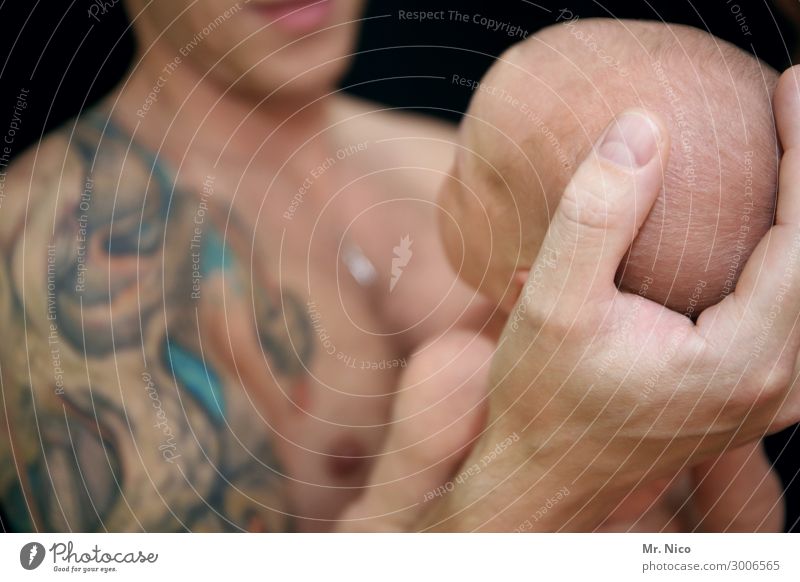 fingerspitzengefühl | größte glück im leben maskulin Baby Mann Erwachsene Haut Kopf Hand Finger 2 Mensch berühren festhalten Glück Vertrauen Sicherheit Schutz
