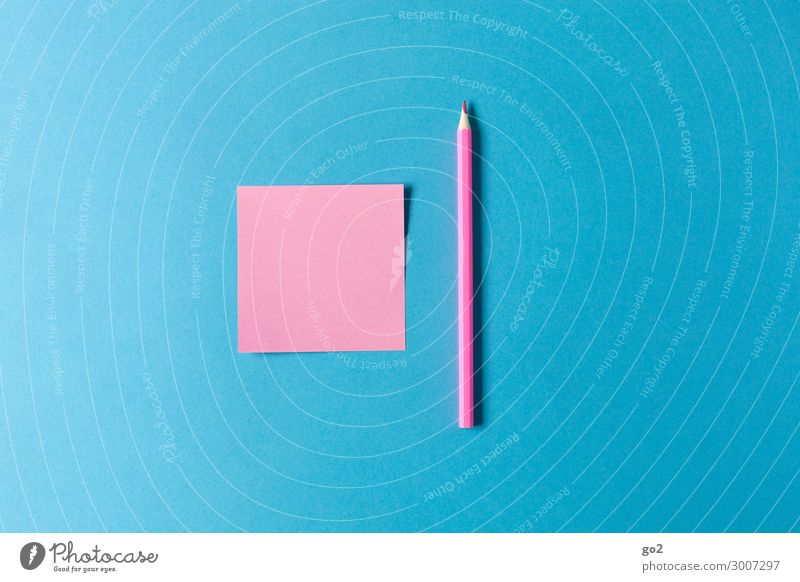 Rosa Zettel, rosa Stift Kindererziehung Bildung Schule Arbeitsplatz Büro Werbebranche Schreibwaren Papier Schreibstift zeichnen ästhetisch blau Farbe Idee
