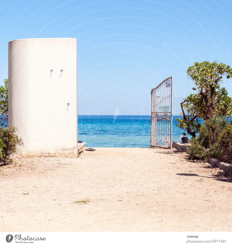 Zugang zum Meer Sardinien Ferien & Urlaub & Reisen Wolkenloser Himmel Sommer Strand Tor offen Sand heiß Schönes Wetter Sommerurlaub Büsche