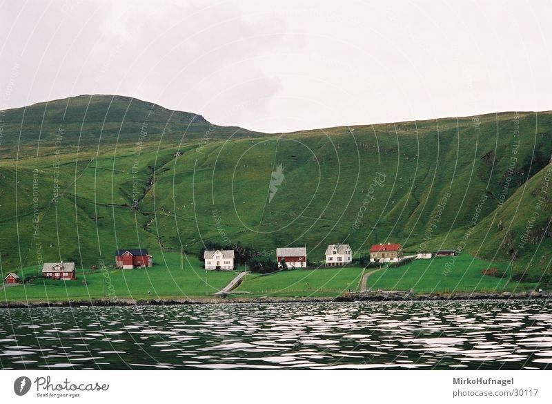 Insel Runde Norwegen Haus grün Dorf rund Wasser