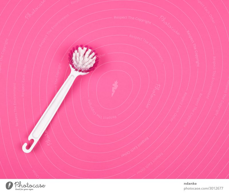 Küchenbürste mit weißem Kunststoffgriff Haus Arbeit & Erwerbstätigkeit Werkzeug Reinigen Sauberkeit rosa Farbe Hintergrund Bürste Raumpfleger Speise Abwasch
