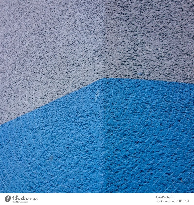Blue Monday Menschenleer Haus Bauwerk Gebäude Mauer Wand Fassade Stein Beton Linie Streifen kalt blau grau ästhetisch Design Farbe Grenze Teilung graphisch