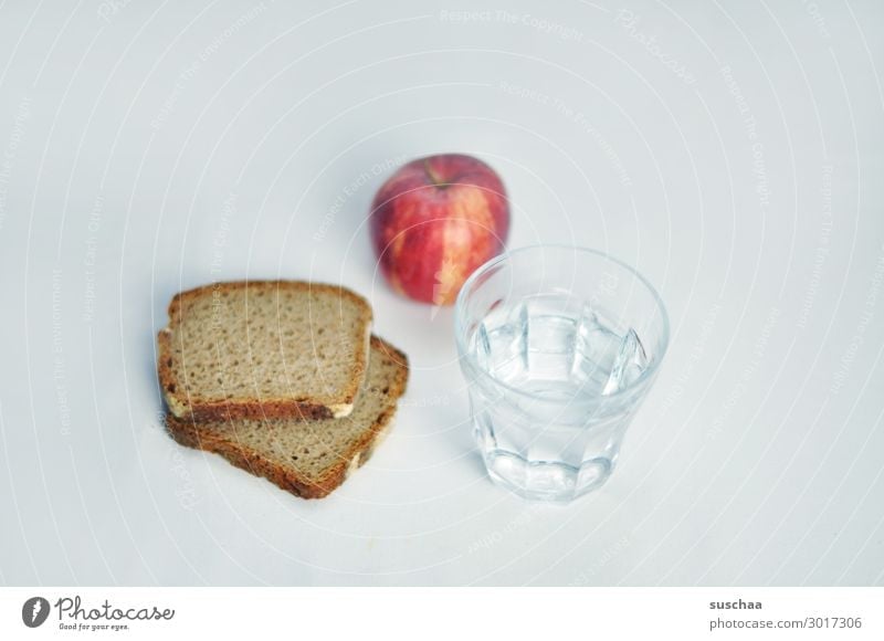 heute nur ... Brot Wasser Apfel Ernährung Fasten Lebensmittel Essen Diät Ernährungsumstellung Proviant Krankenkost Krankenhaus rehabilitatieren Kur Armut
