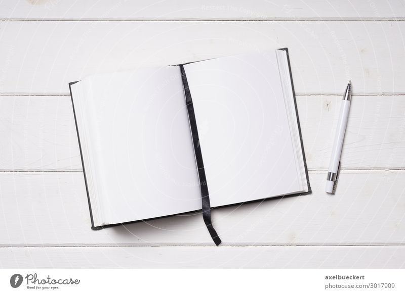 offenes Notizbuch mit Kugelschreiber Lifestyle Freizeit & Hobby Schreibtisch Arbeitsplatz Büro Musiknoten weiß Hintergrundbild Tagebuch schreiben Schreibstift