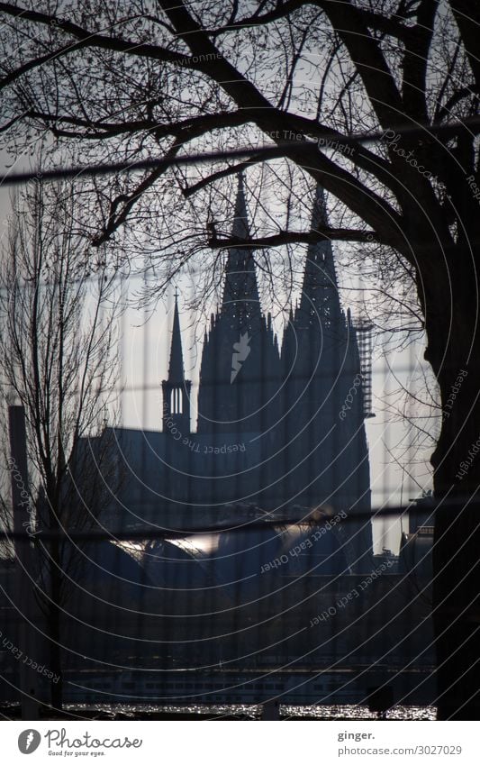 Darkside of Cologne - Domblick Köln Stadt Stadtzentrum Skyline Menschenleer Kirche Bauwerk Architektur Sehenswürdigkeit Wahrzeichen Kölner Dom alt Bekanntheit