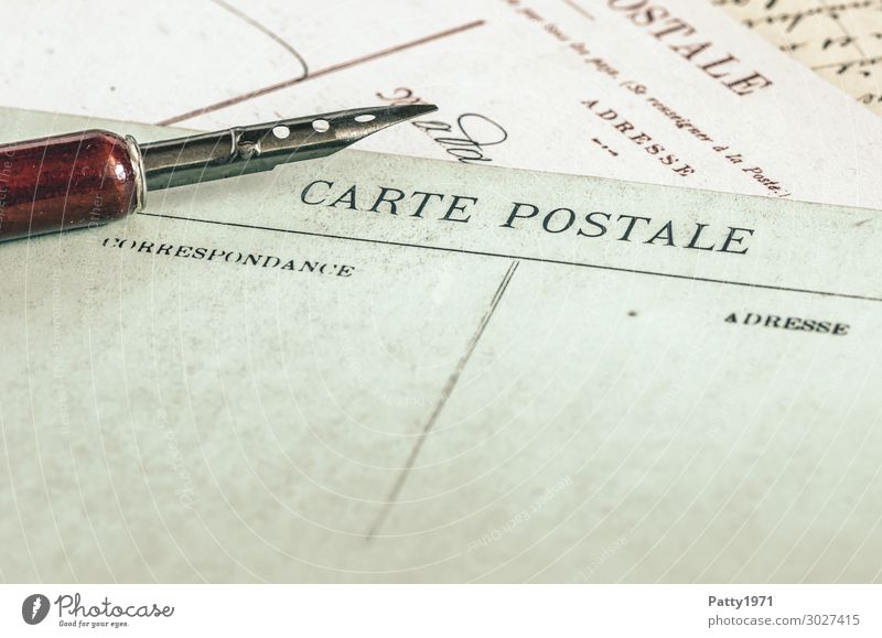 Carte Postale Postkarte Schreibfeder Zeichen Schriftzeichen Französisch historisch retro Sehnsucht Kommunizieren Nostalgie Ferien & Urlaub & Reisen Tourismus