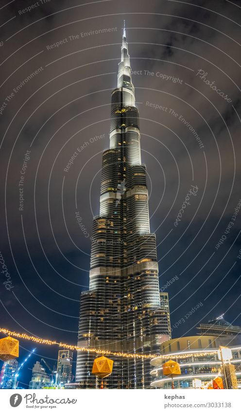 Burj Khalifa at Night Dubai Vereinigte Arabische Emirate Stadt Stadtzentrum Haus Bauwerk Gebäude Architektur Hochhaus Turm Sehenswürdigkeit Wahrzeichen