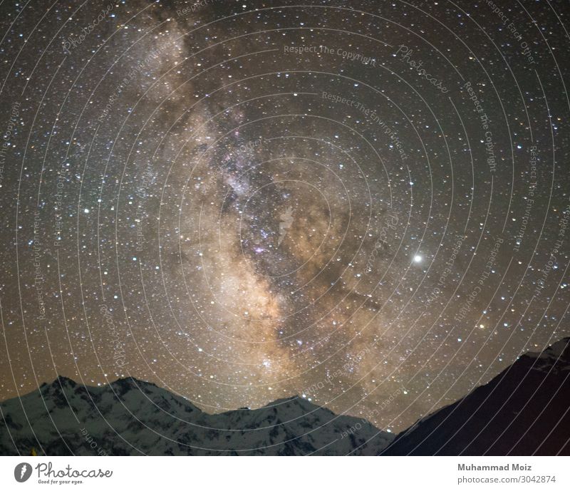 Milchstraße über Nanga Parbat Umwelt Natur Landschaft Pflanze Luft Erde Wolken Nachthimmel Stern Mond Vollmond Klima Denken sprechen Milchstrasse nanga parbat