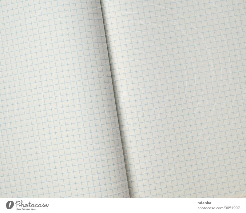 Textur eines offenen Schulheftes in einer Zelle Design Schule Büro Business Papier Linie schreiben Sauberkeit blau weiß geometrisch Hintergrund blanko Käfig