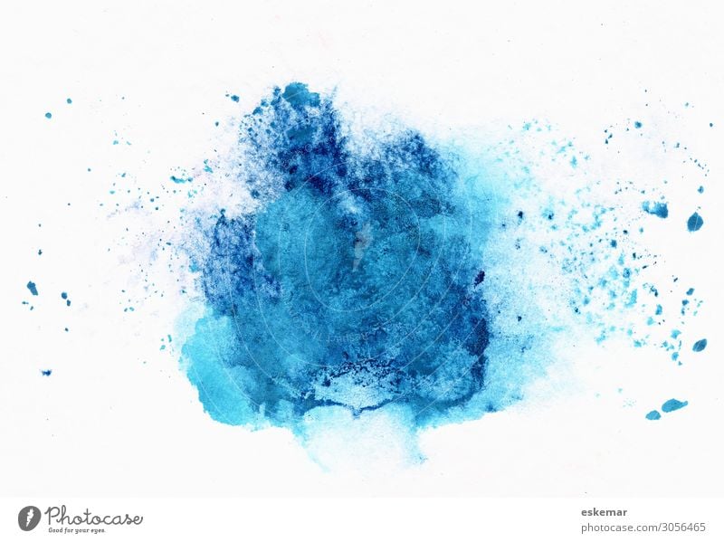 Aquarell Kunst Kunstwerk Gemälde Wasserfarbe Farbe Fleck Farbfleck Farbspritzer abstrakt Hintergrundbild abstrakter Hintergrund Fröhlichkeit blau weiß