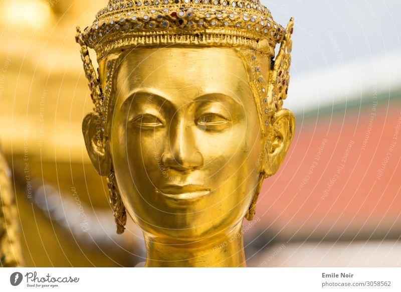 Smiling buddha Kunst Bangkok Thailand Tempel Statue Gold Ferien & Urlaub & Reisen Religion & Glaube Buddha Buddhismus Farbfoto Außenaufnahme Tag