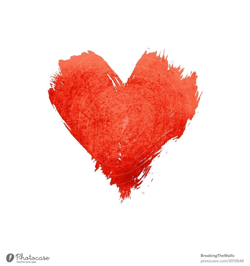 Rotes Aquarell lackierte Herzform auf Weiß Valentinstag Muttertag Kunst Kunstwerk Gemälde Liebe rot weiß Farbe Hintergrund Wasserfarbe Pinselstrich Grunge