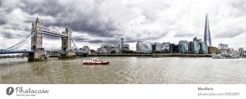 Tower Bridge Panorame Ferien & Urlaub & Reisen Tourismus Ausflug Wasser London Hauptstadt Brücke Turm Wahrzeichen Binnenschifffahrt Bootsfahrt England Ikon