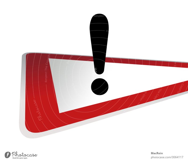 Verkehrsschild Achtung Straßenverkehr Verkehrszeichen Zeichen rot Wachsamkeit Ordnung Verbote Ausrufezeichen Dreieck langsam Vorsicht Hinweisschild