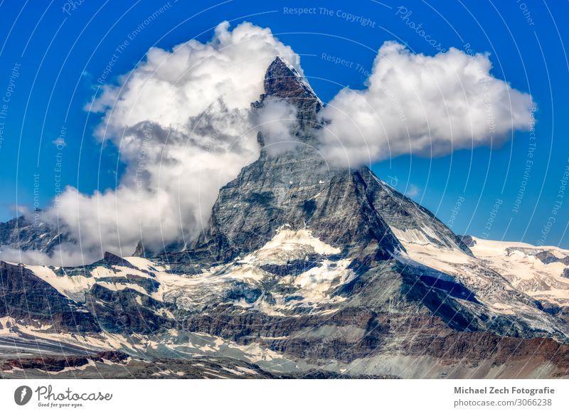 HDR-Panorama des berühmten Materhorns bei Zermatt schön Ferien & Urlaub & Reisen Tourismus Ausflug Sonne Schnee Berge u. Gebirge wandern Klettern Bergsteigen