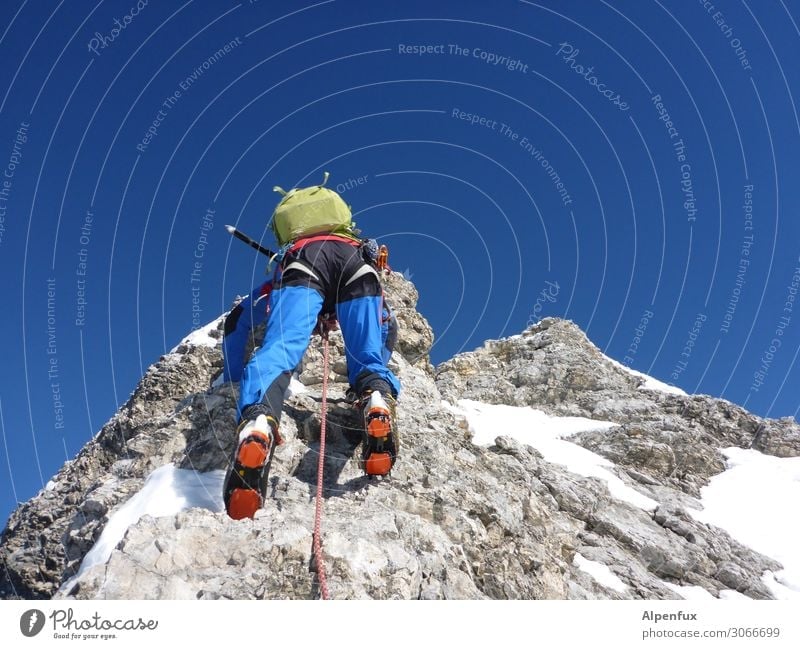 Des Führers Hintern ! Mann Erwachsene Hügel Felsen Alpen Berge u. Gebirge Zugspitze Schneebedeckte Gipfel Freude Zufriedenheit selbstbewußt Coolness Optimismus