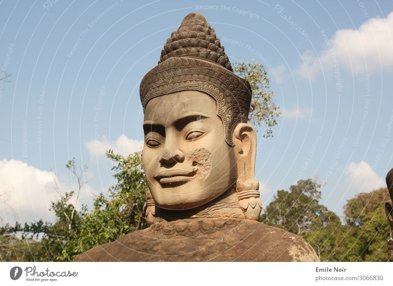 Lachender Kopf in Siem Reap Kunst Kambodscha Dorf Ruine Architektur Skulptur Sehenswürdigkeit Wahrzeichen Denkmal Ferien & Urlaub & Reisen Religion & Glaube