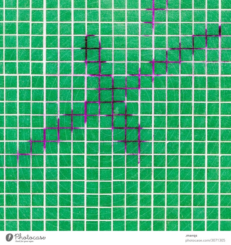 Stichtag Mauer Wand Mosaik x Kreuz Schriftzeichen grün weiß Wahlen Termin & Datum Farbfoto Außenaufnahme Detailaufnahme abstrakt Muster Strukturen & Formen