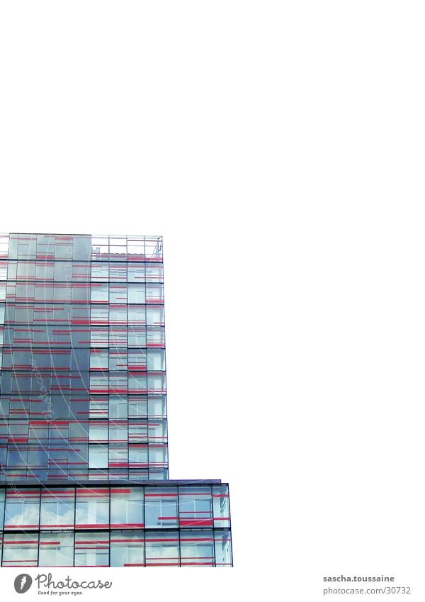 Red-Tower Hochhaus rot weiß Reflexion & Spiegelung Wolken Fassade Architektur Hamburg Himmel modern Glas ...