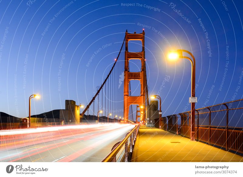 Golden Ferien & Urlaub & Reisen Freiheit Nachthimmel San Francisco San Francisco Bay Kalifornien USA Amerika Brücke Bauwerk Architektur Sehenswürdigkeit