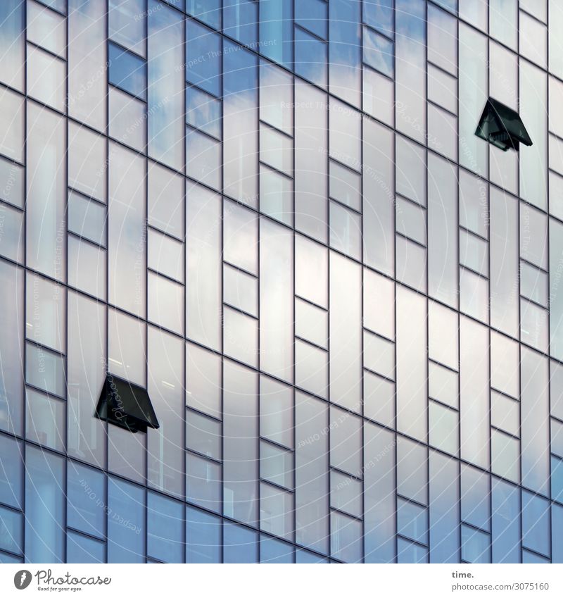 Oberstübchenlüftung (small version) Himmel Wolken Hamburg Stadtzentrum Haus Hochhaus Architektur Bürogebäude Fassade Fenster Glas Metall Linie Ordnungsliebe