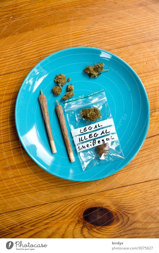 Kiffers best Teller Lifestyle Alternativmedizin Rauchen Rauschmittel Erholung Joint Cannabis Holz ästhetisch authentisch Freundlichkeit rebellisch blau gelb